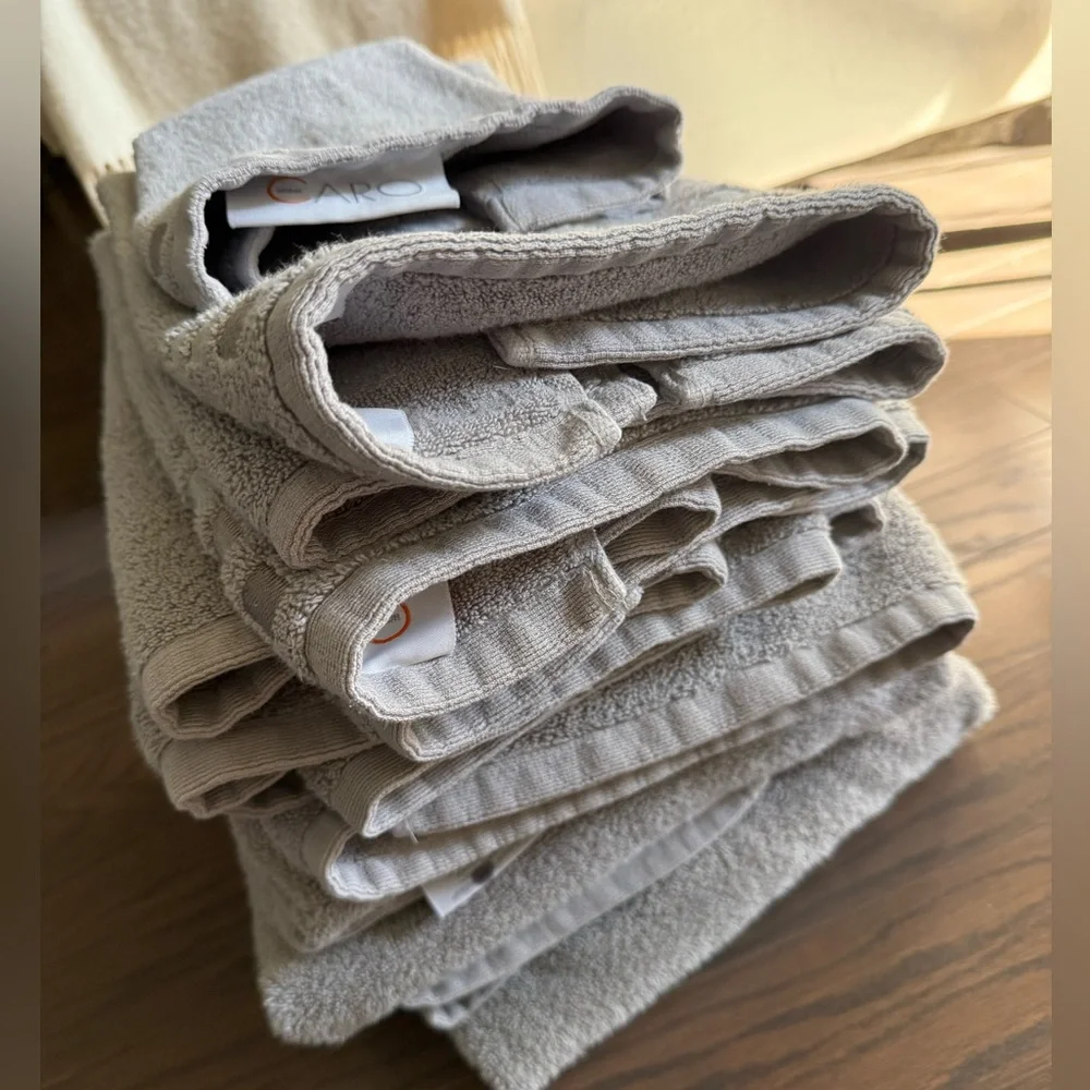CARO HOME 8 PIECES GREY BATH COTTON TOWELS